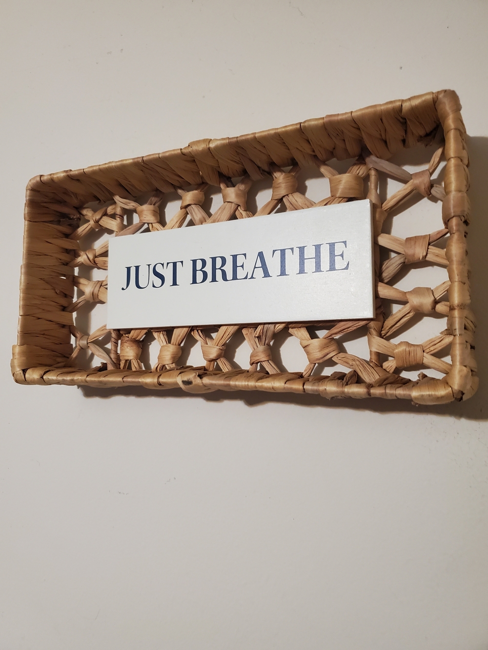 Just Breathe Woven Wall Decor - Natural Brown & White